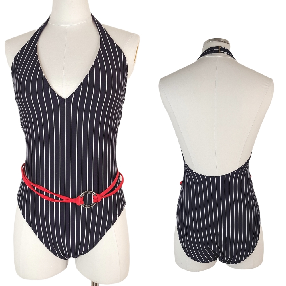 Anne Cole Collection Vintage Nautical Striped Red/White/Blue One Piece S/M